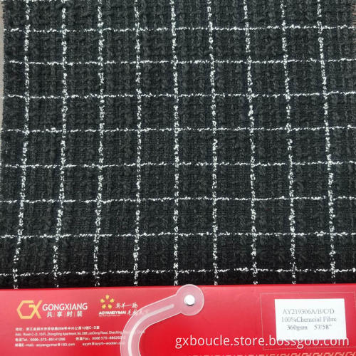 Wollboucle karierter Stoff